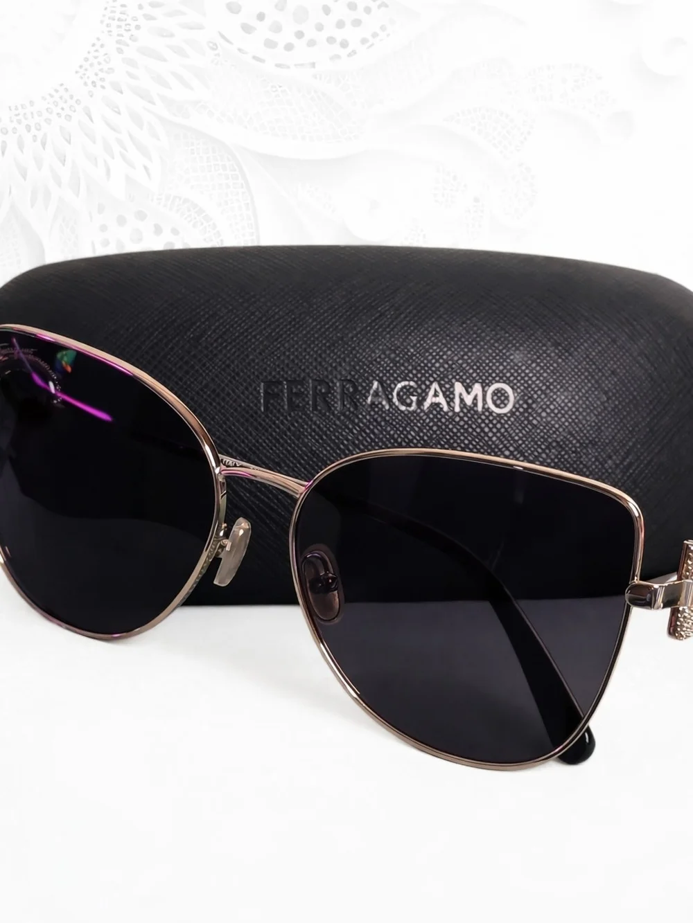 Salvatore Ferragamo SF296SR 772 Grey‑Rose Gradient Butterfly Sunglasses NWT $396